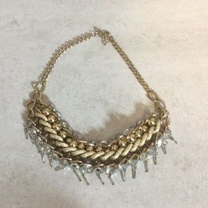 Gold multi layered embellished 8” choker